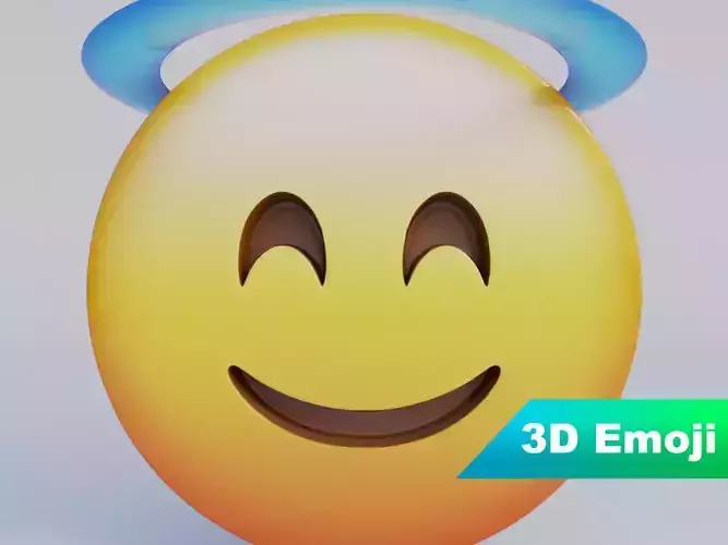 Smiling Face With Halo 3D Emoji Low-poly 3D model
