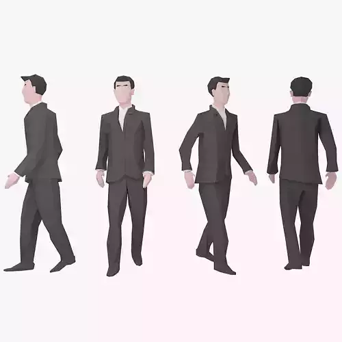 Character Low Poly 2 group of people in business suits