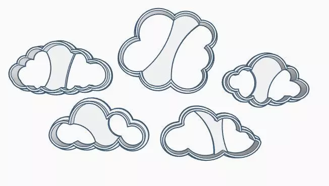 Cloud Cookie Cutter Set 3D print model