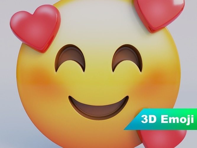 Smiling Face With Hearts 3D Emoji Low-poly 3D model