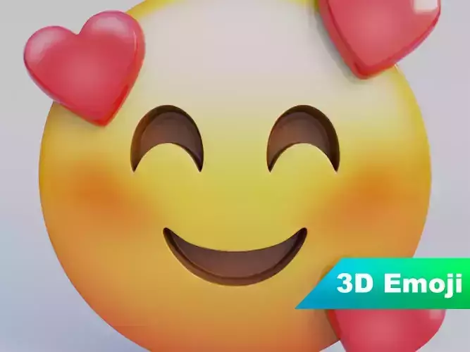 Smiling Face With Hearts 3D Emoji Low-poly 3D model