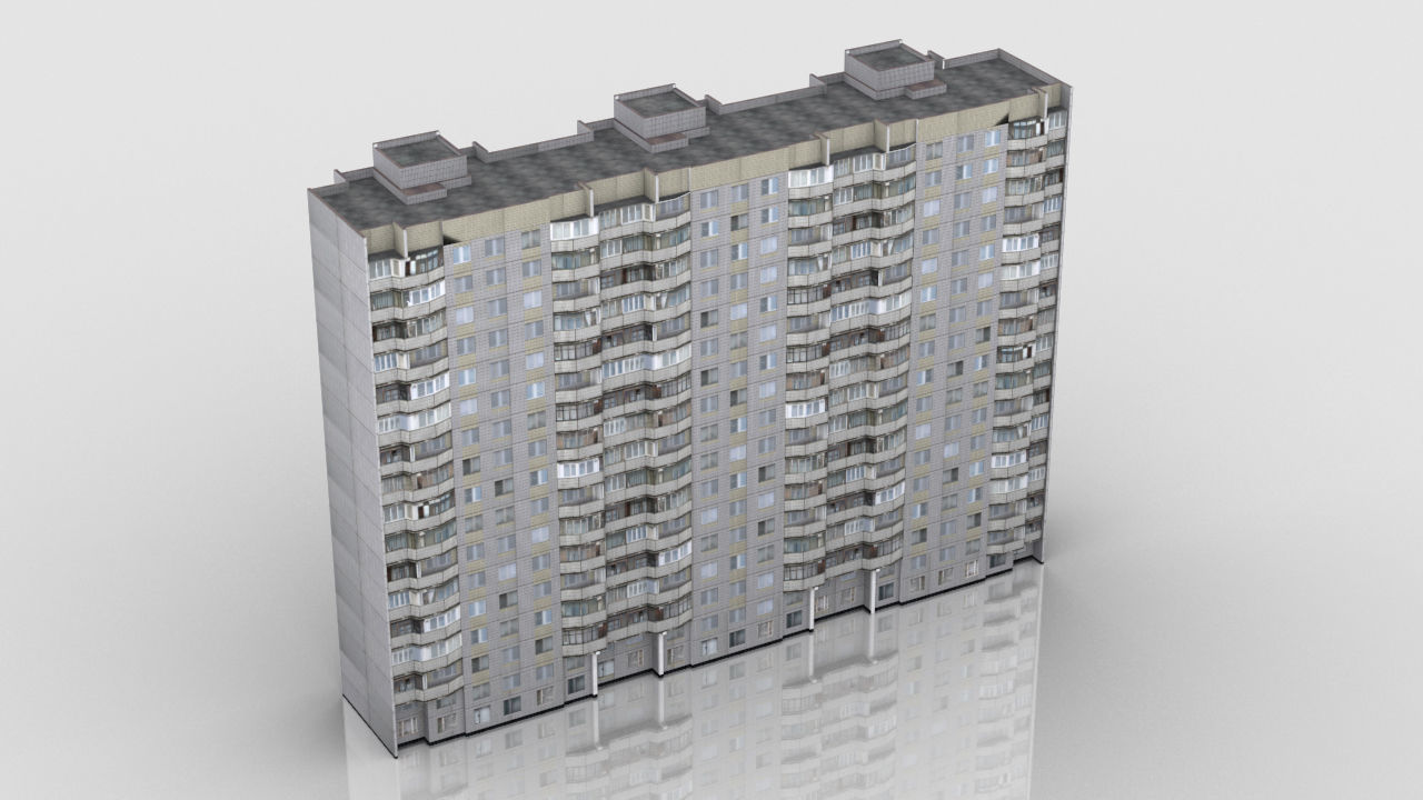 Pack of 6 Russian Panel Apartment Houses Low-poly 3D model_10
