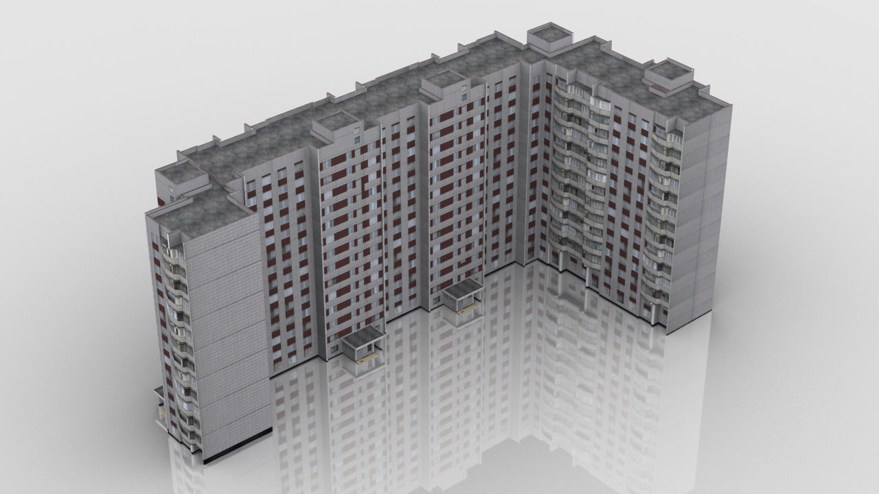 Pack of 6 Russian Panel Apartment Houses Low-poly 3D model_26