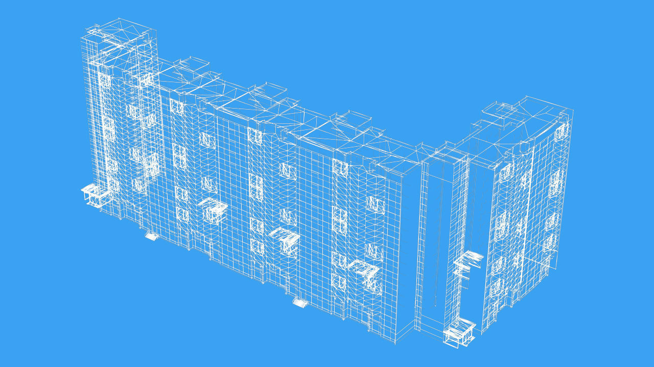 Pack of 6 Russian Panel Apartment Houses Low-poly 3D model_28