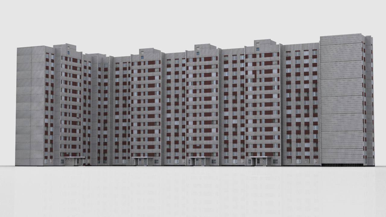 Pack of 6 Russian Panel Apartment Houses Low-poly 3D model_20