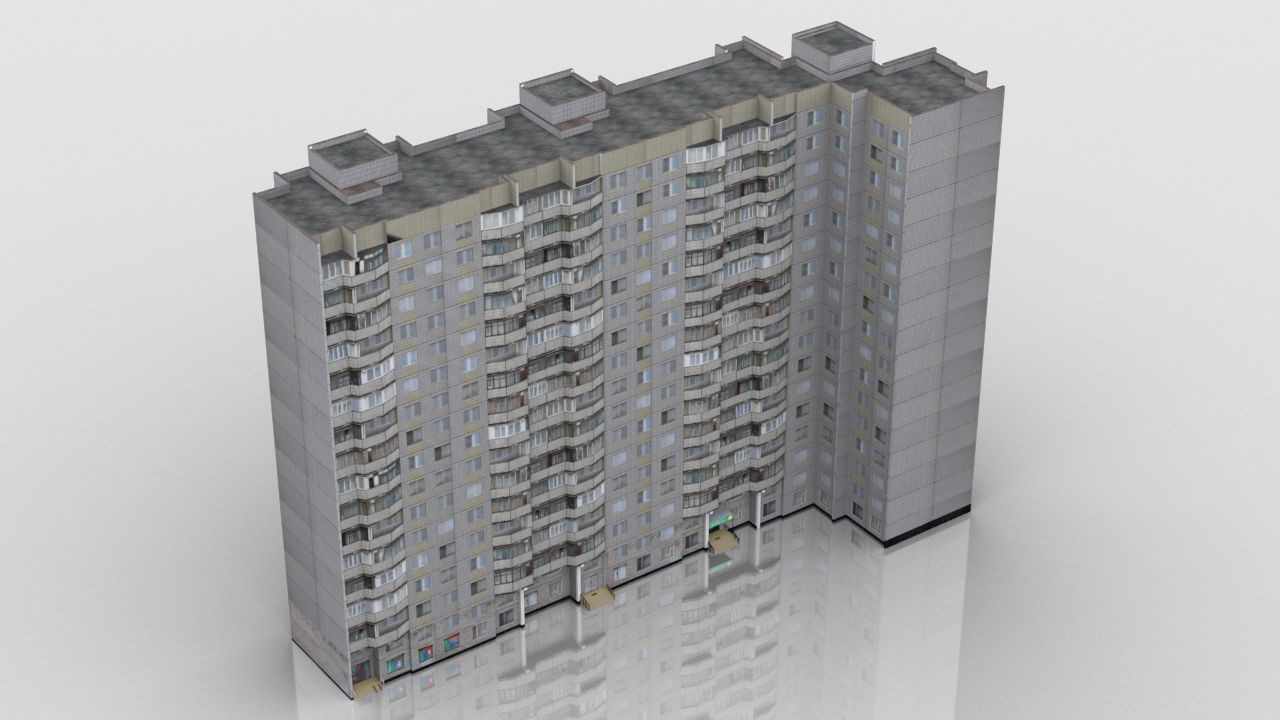 Pack of 6 Russian Panel Apartment Houses Low-poly 3D model_11