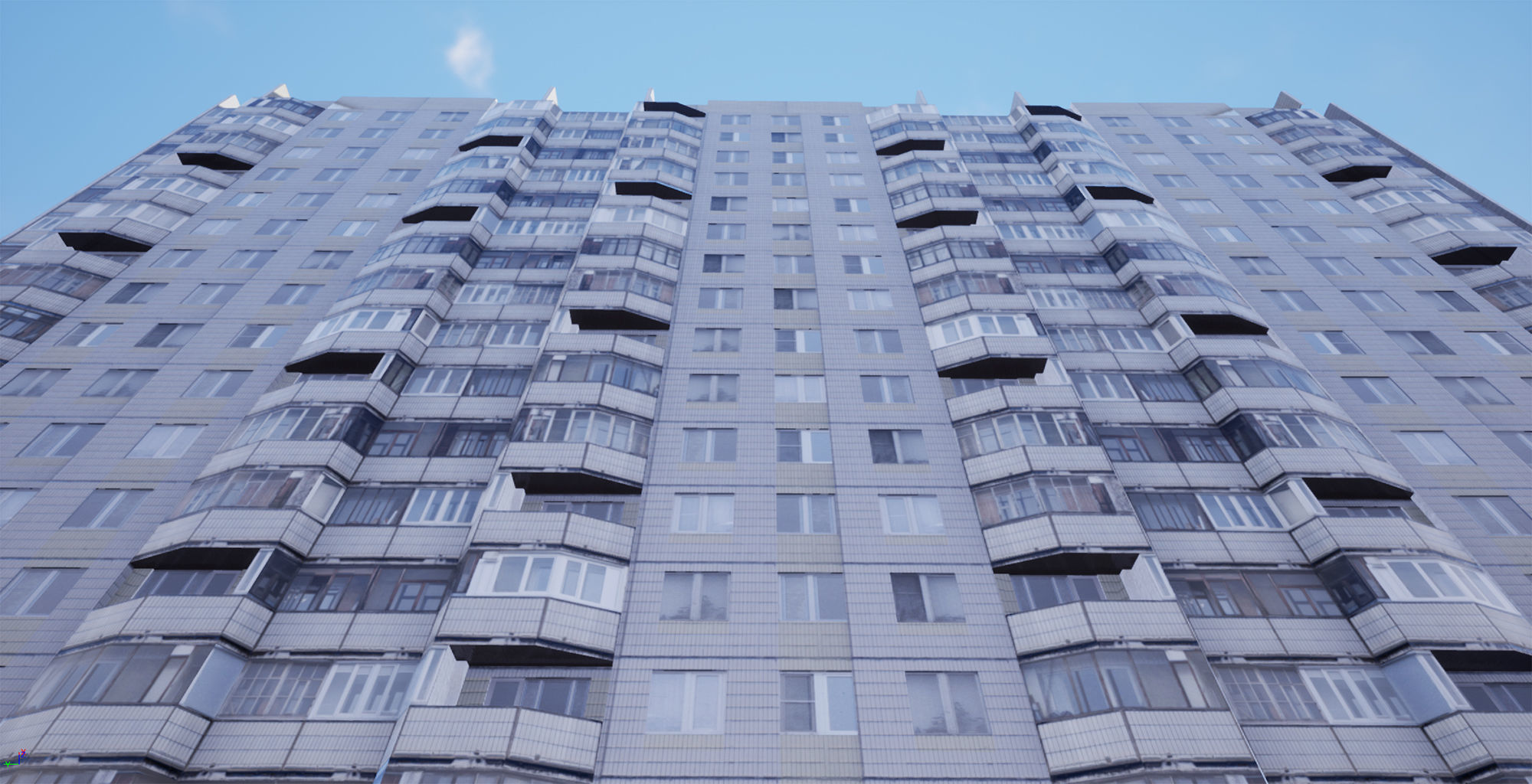 Pack of 6 Russian Panel Apartment Houses Low-poly 3D model_5