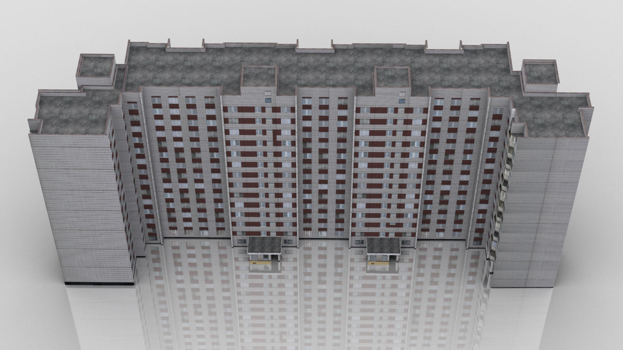 Pack of 6 Russian Panel Apartment Houses Low-poly 3D model_9