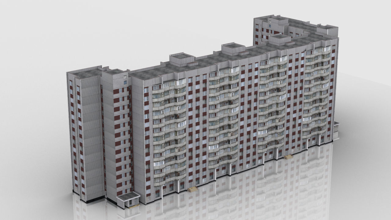 Pack of 6 Russian Panel Apartment Houses Low-poly 3D model_22