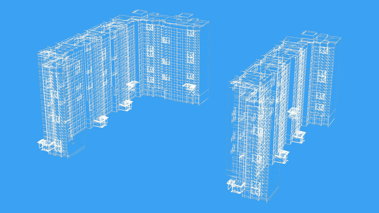 Pack of 6 Russian Panel Apartment Houses Low-poly 3D model_27
