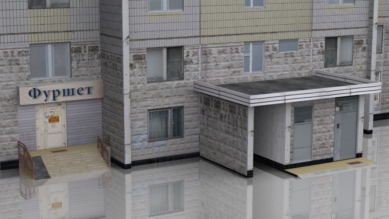 Pack of 6 Russian Panel Apartment Houses Low-poly 3D model_15