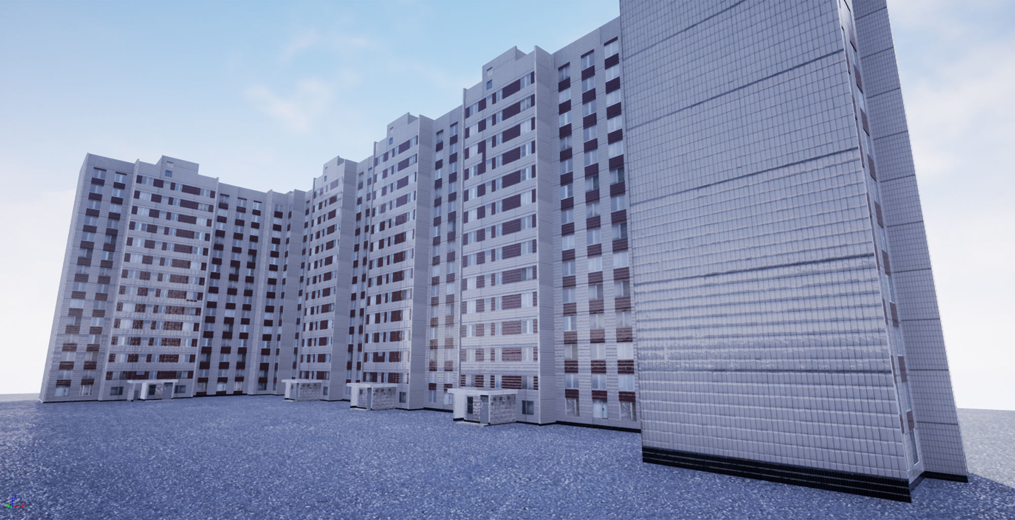 Pack of 6 Russian Panel Apartment Houses Low-poly 3D model_2