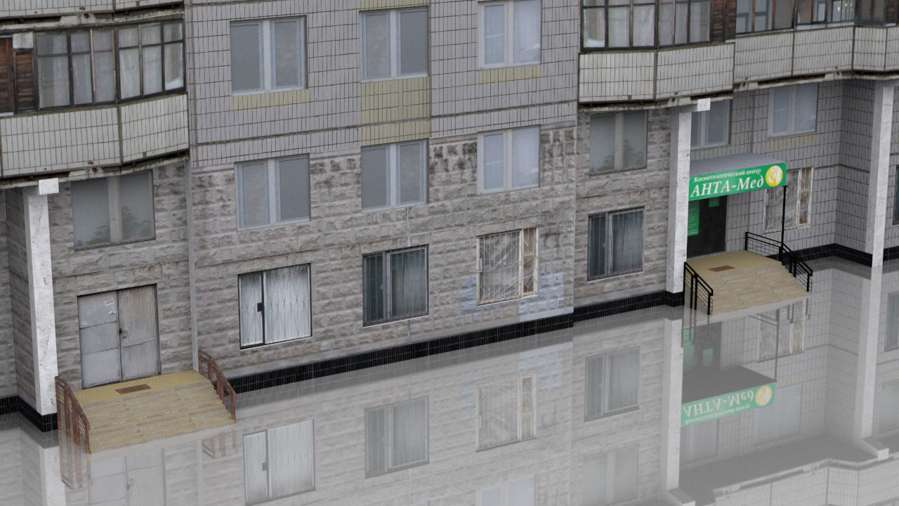 Pack of 6 Russian Panel Apartment Houses Low-poly 3D model_14