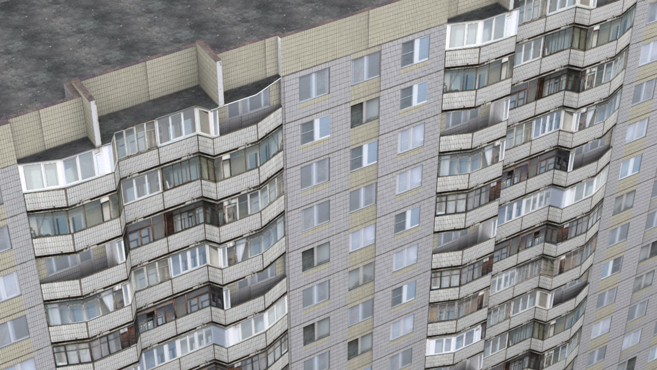 Pack of 6 Russian Panel Apartment Houses Low-poly 3D model_17
