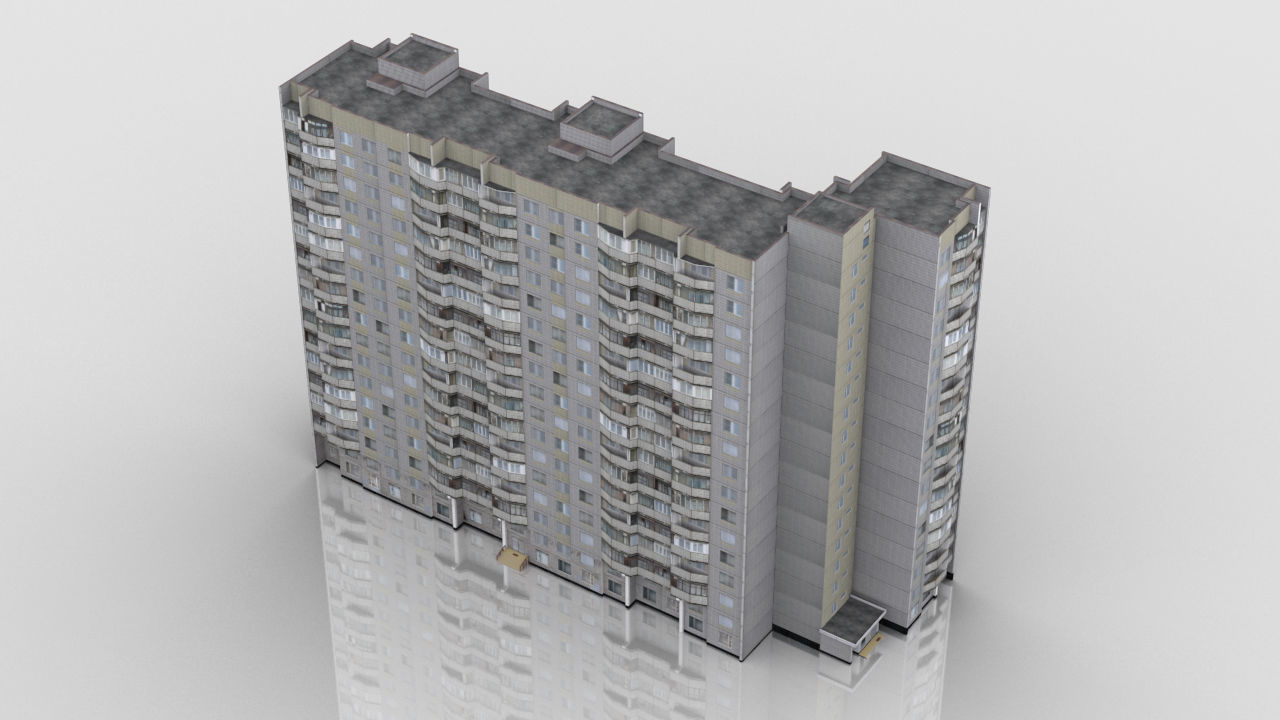 Pack of 6 Russian Panel Apartment Houses Low-poly 3D model_25
