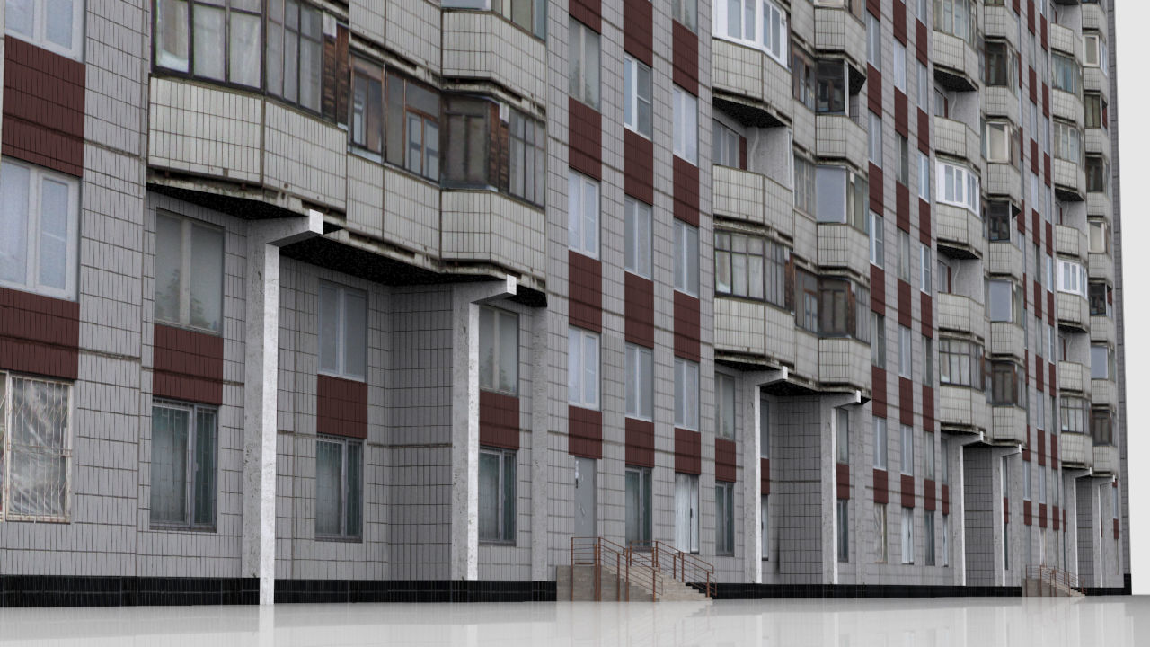 Pack of 6 Russian Panel Apartment Houses Low-poly 3D model_18