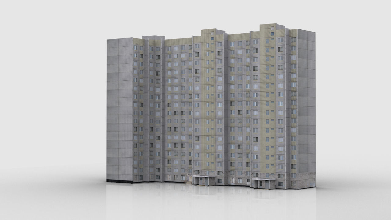 Pack of 6 Russian Panel Apartment Houses Low-poly 3D model_24