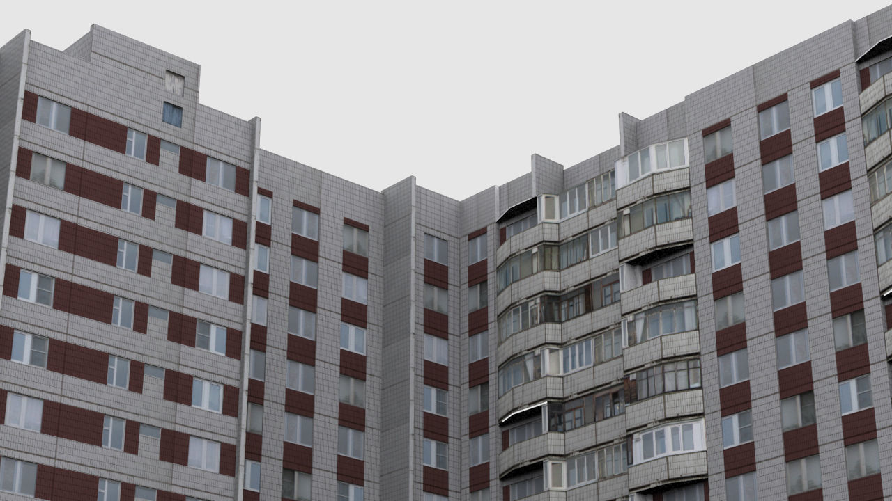 Pack of 6 Russian Panel Apartment Houses Low-poly 3D model_16