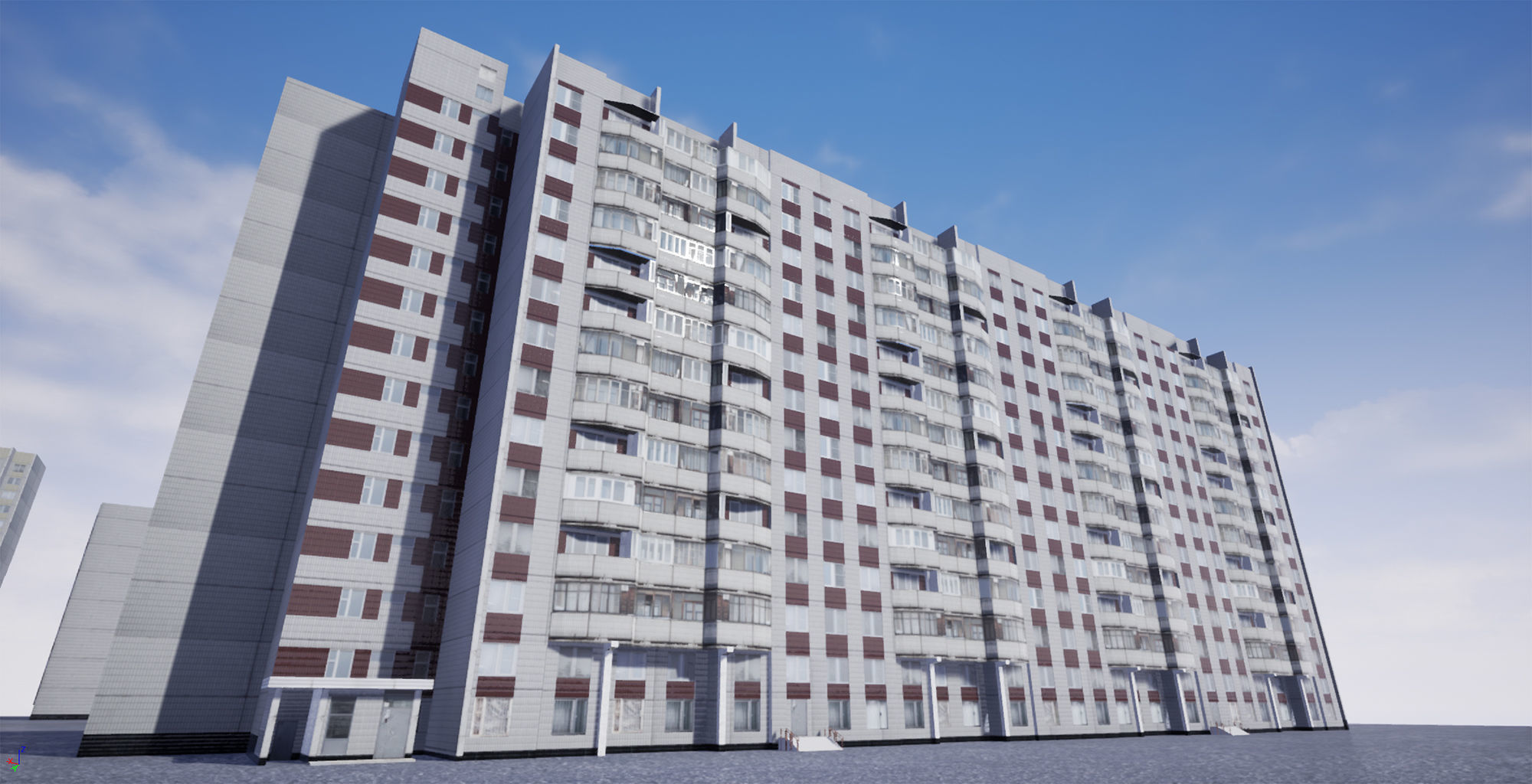 Pack of 6 Russian Panel Apartment Houses Low-poly 3D model_4