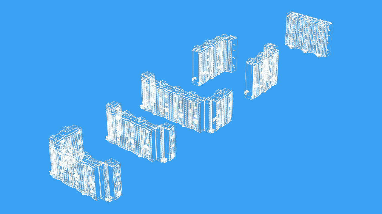 Pack of 6 Russian Panel Apartment Houses Low-poly 3D model_31