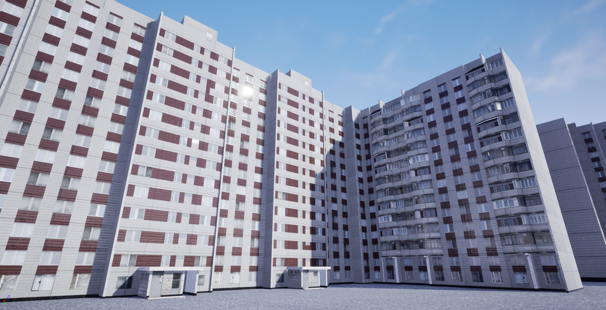 Pack of 6 Russian Panel Apartment Houses Low-poly 3D model_6
