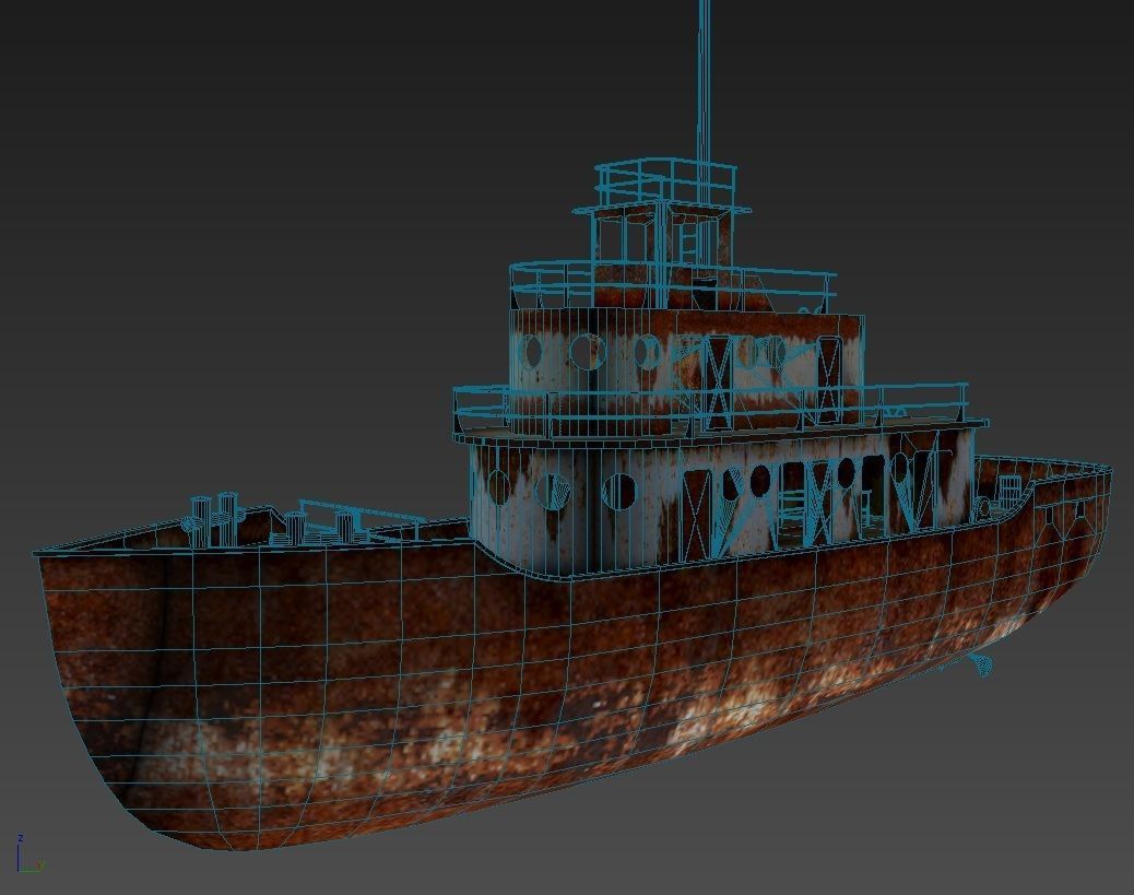 Old Abandoned Rusted Ship Low-poly 3D model_10