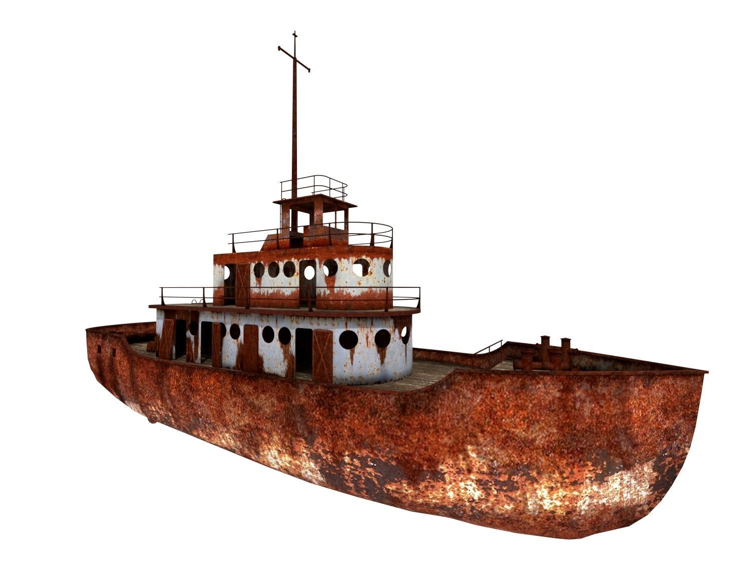 Old Abandoned Rusted Ship Low-poly 3D model_2