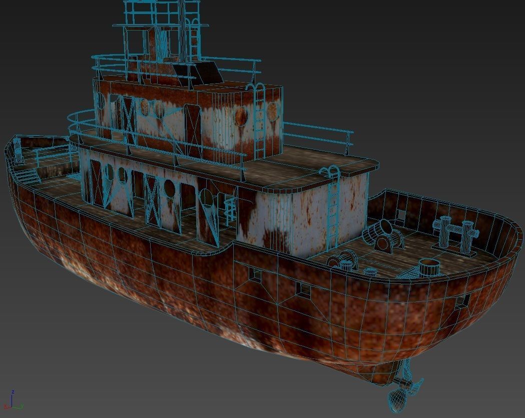 Old Abandoned Rusted Ship Low-poly 3D model_11