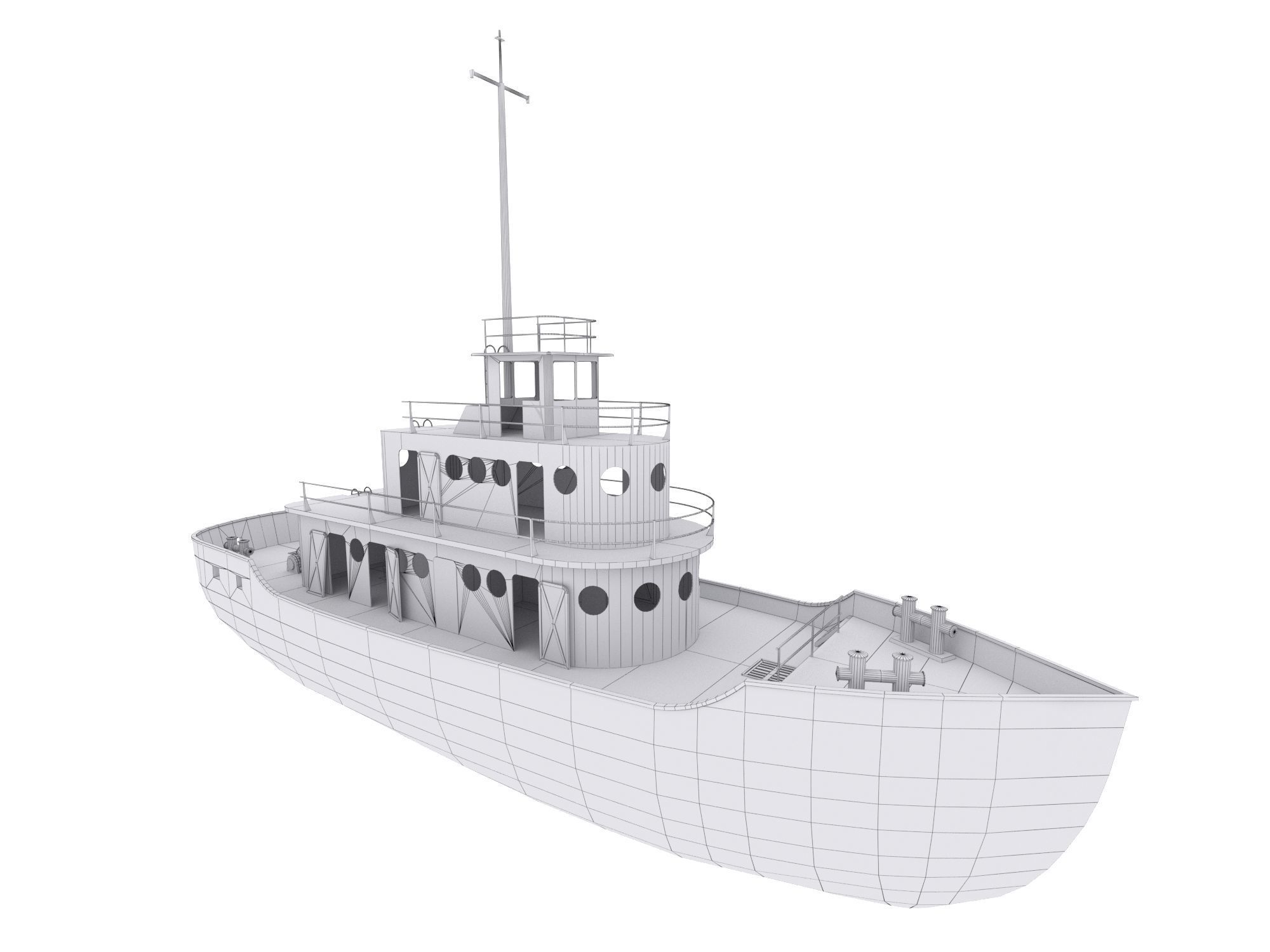 Old Abandoned Rusted Ship Low-poly 3D model_7
