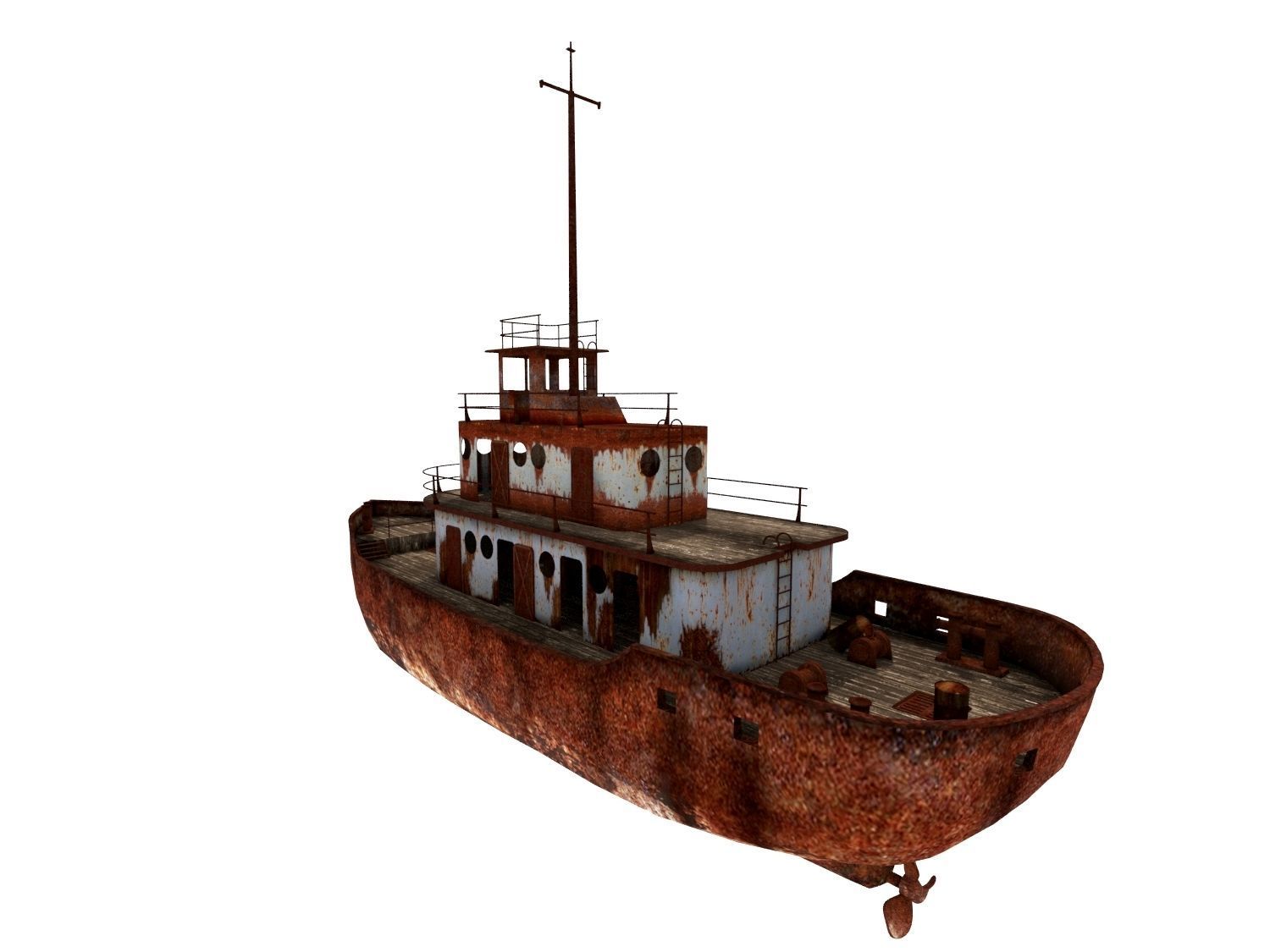 Old Abandoned Rusted Ship Low-poly 3D model_8