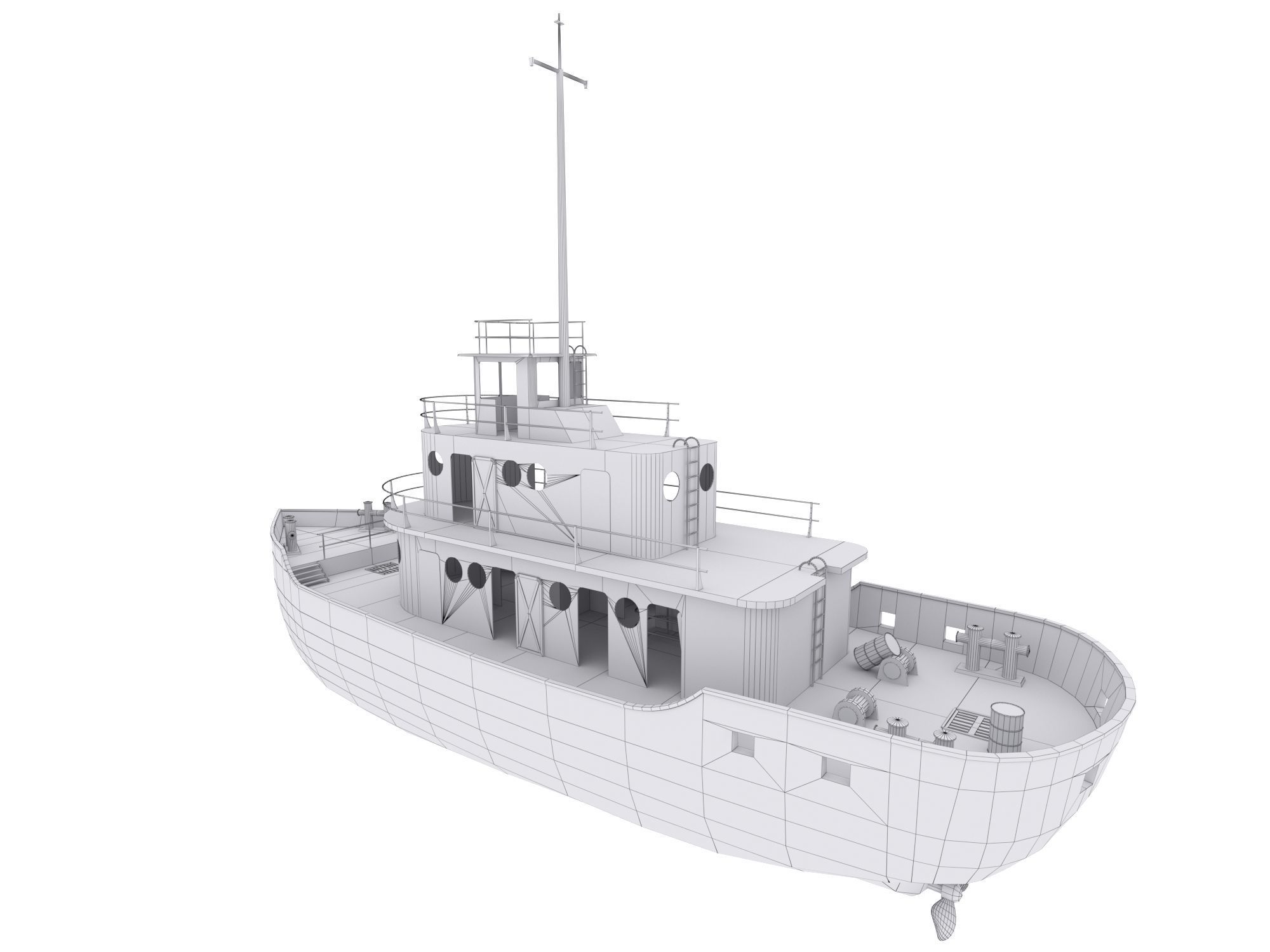 Old Abandoned Rusted Ship Low-poly 3D model_4
