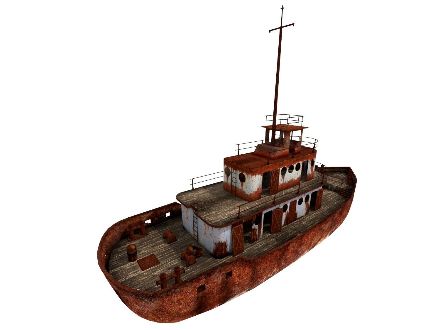 Old Abandoned Rusted Ship Low-poly 3D model_3