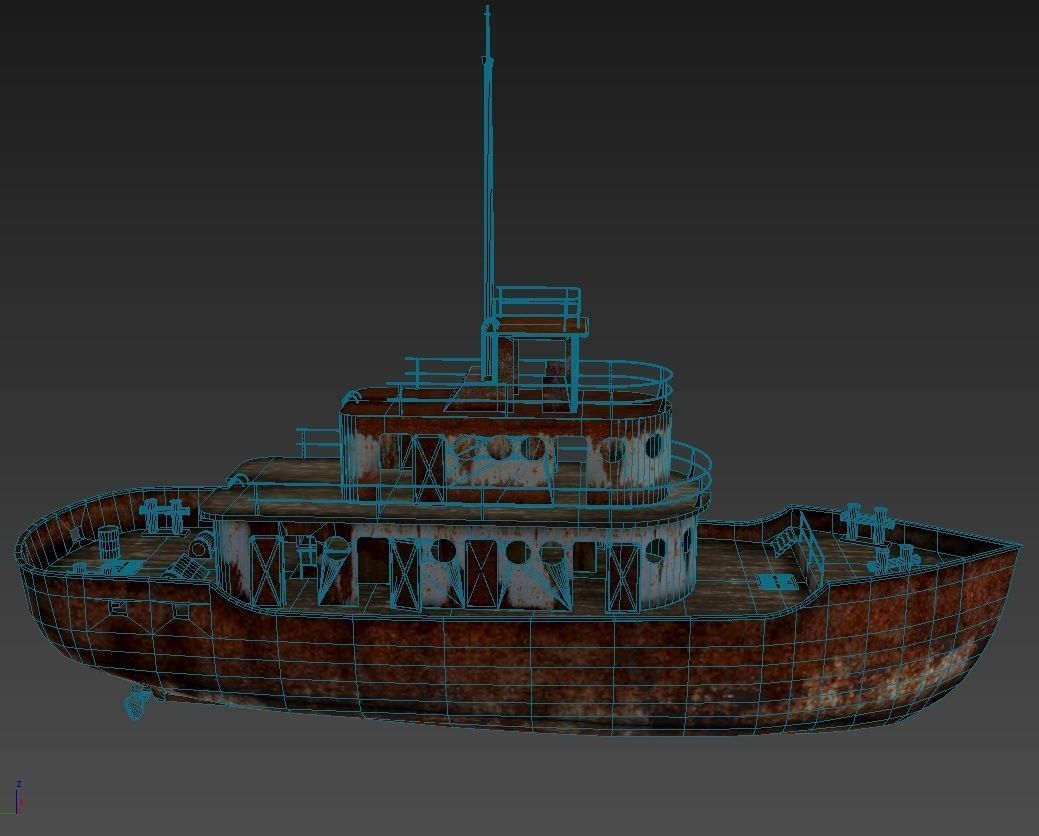 Old Abandoned Rusted Ship Low-poly 3D model_12