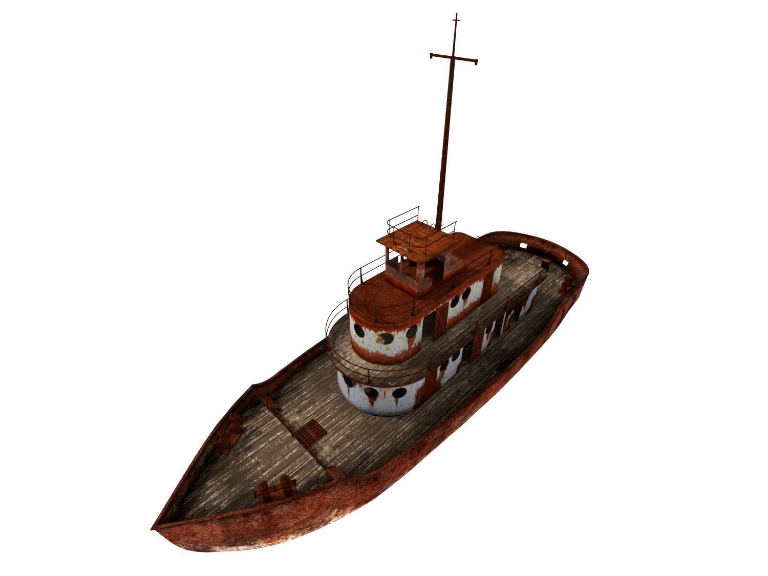 Old Abandoned Rusted Ship Low-poly 3D model_6