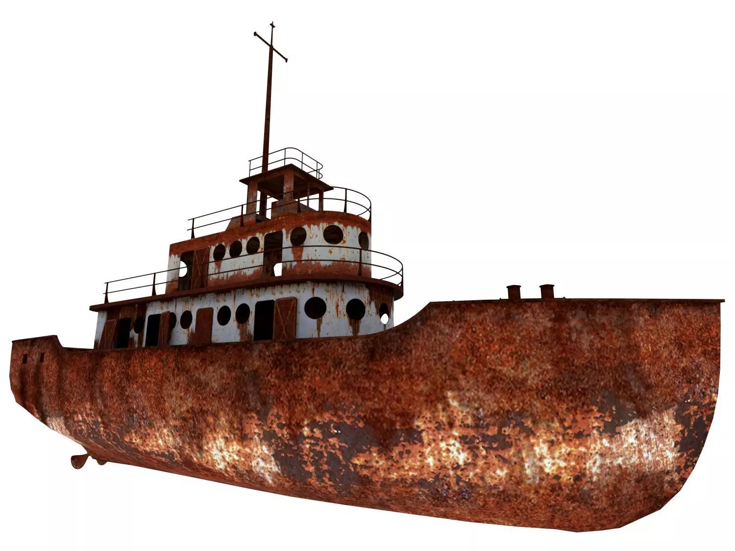 Old Abandoned Rusted Ship Low-poly 3D model_0
