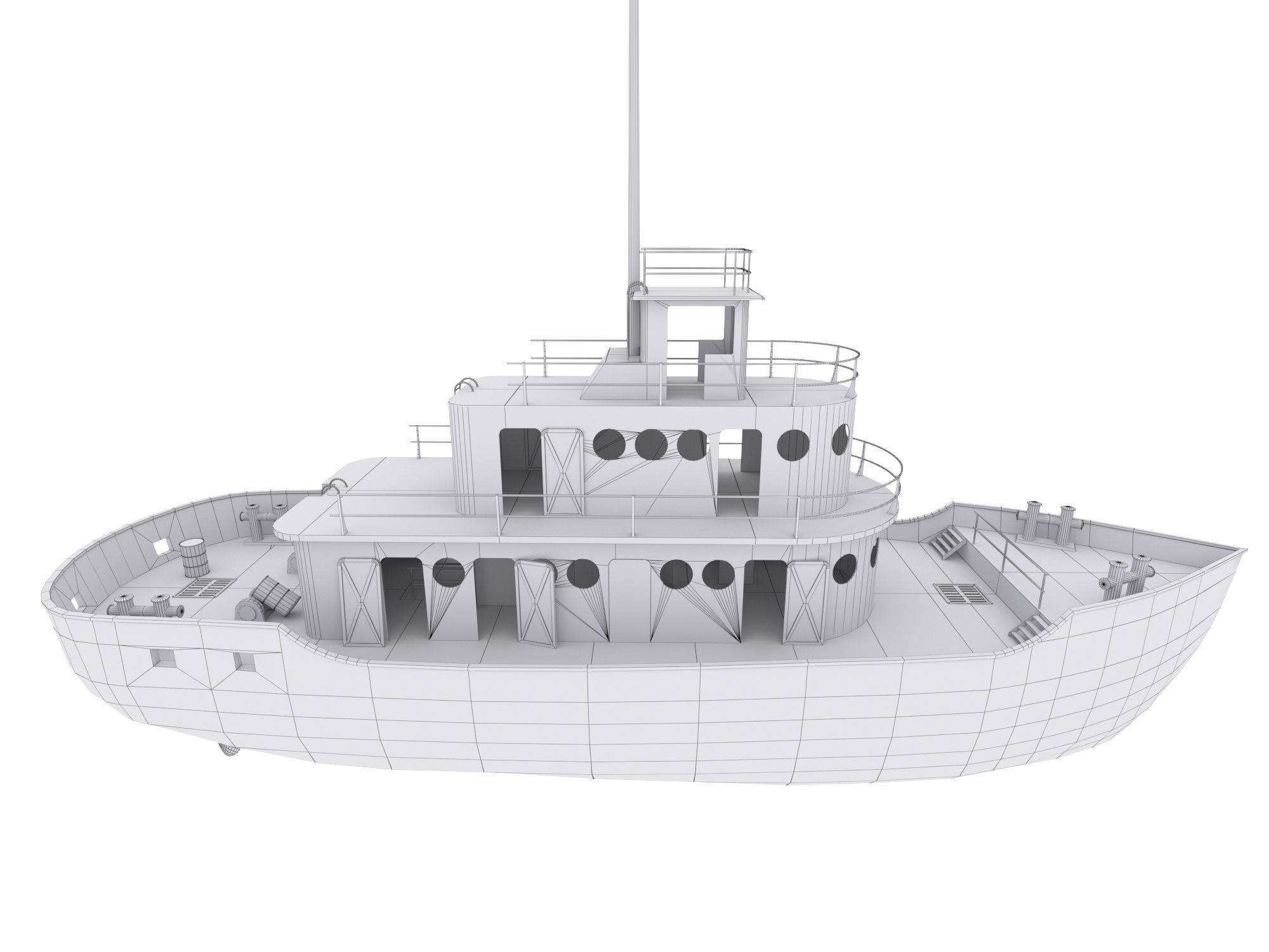 Old Abandoned Rusted Ship Low-poly 3D model_9