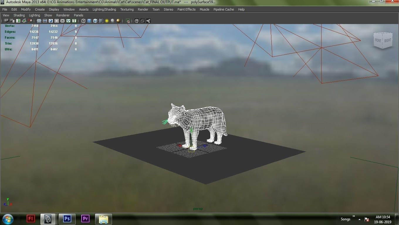 3D Cat with eyes 3D model_4