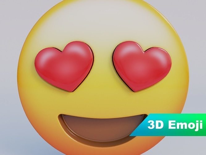 Smiling Face With Heart-Eyes 3D Emoji Low-poly 3D model