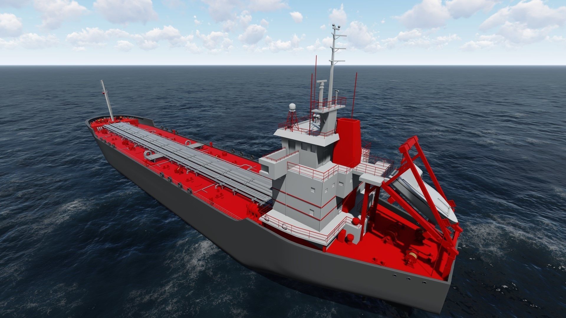 tanker 1 cargo ship Low-poly 3D model_4