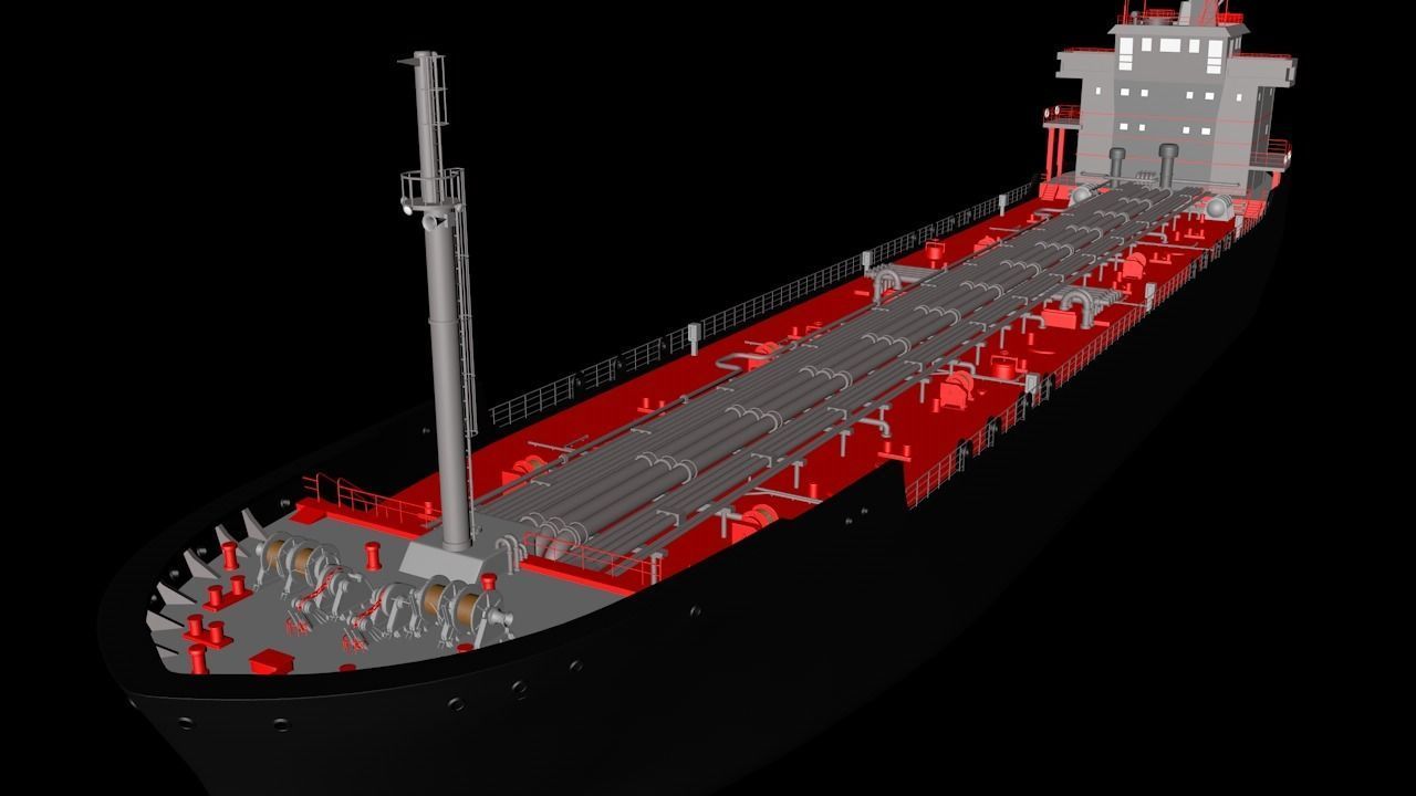 tanker 1 cargo ship Low-poly 3D model_11
