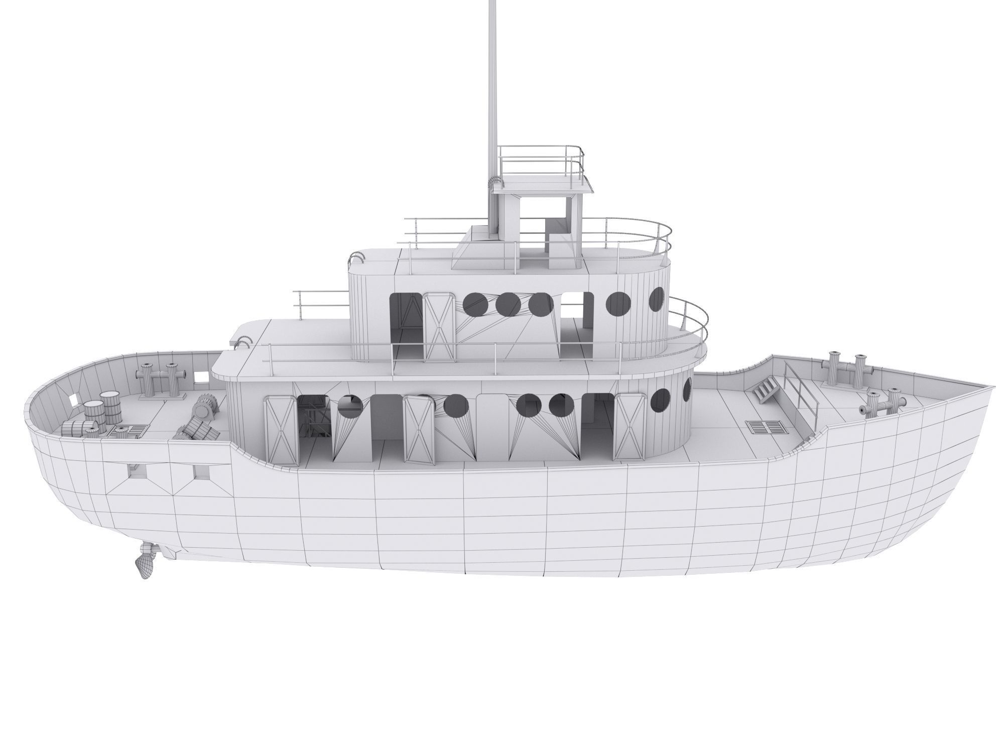 Old Abandoned Rusted Ship with Interior Low-poly 3D model_16