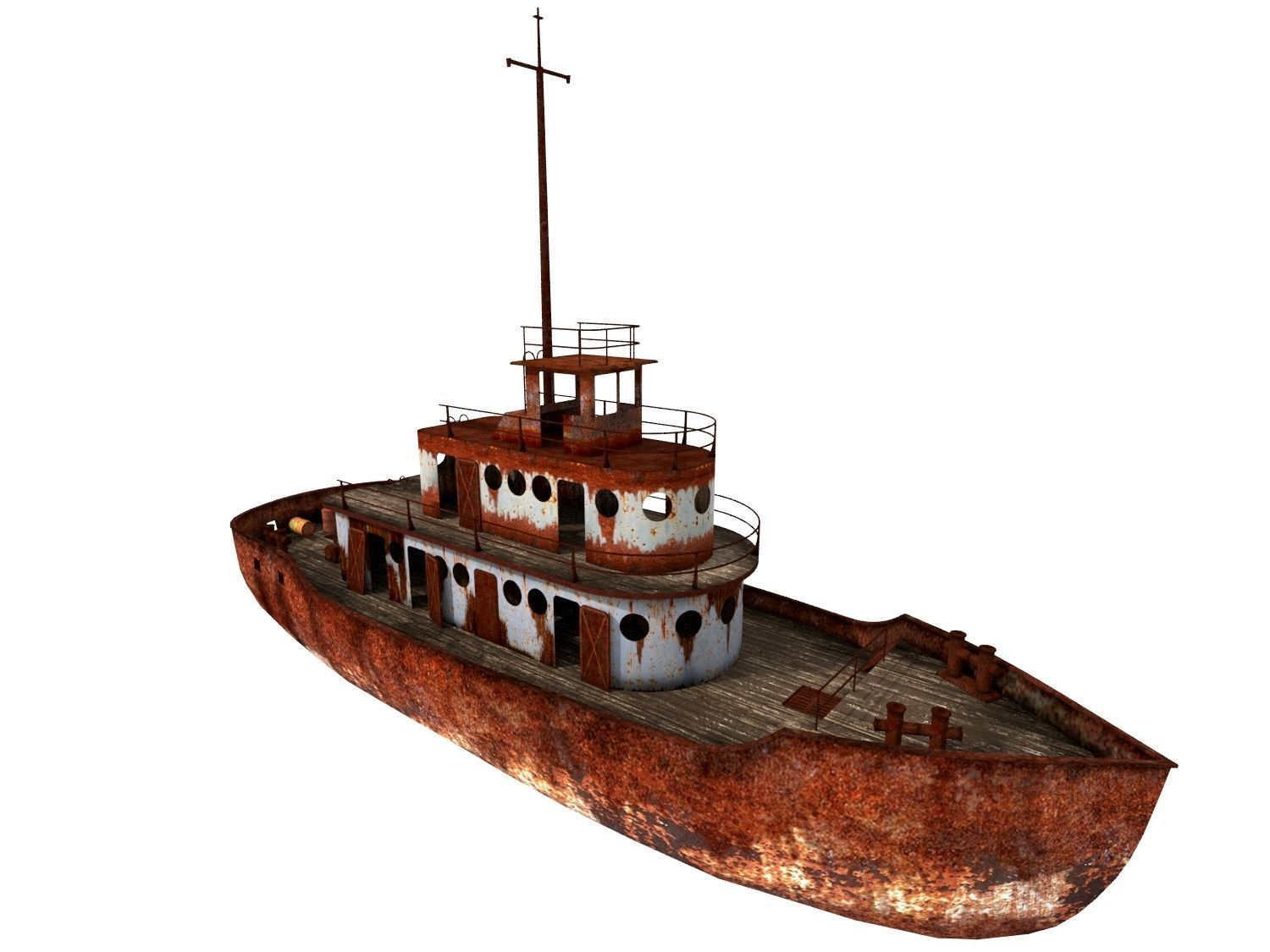 Old Abandoned Rusted Ship with Interior Low-poly 3D model_4