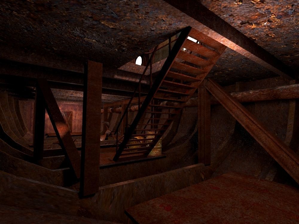 Old Abandoned Rusted Ship with Interior Low-poly 3D model_10