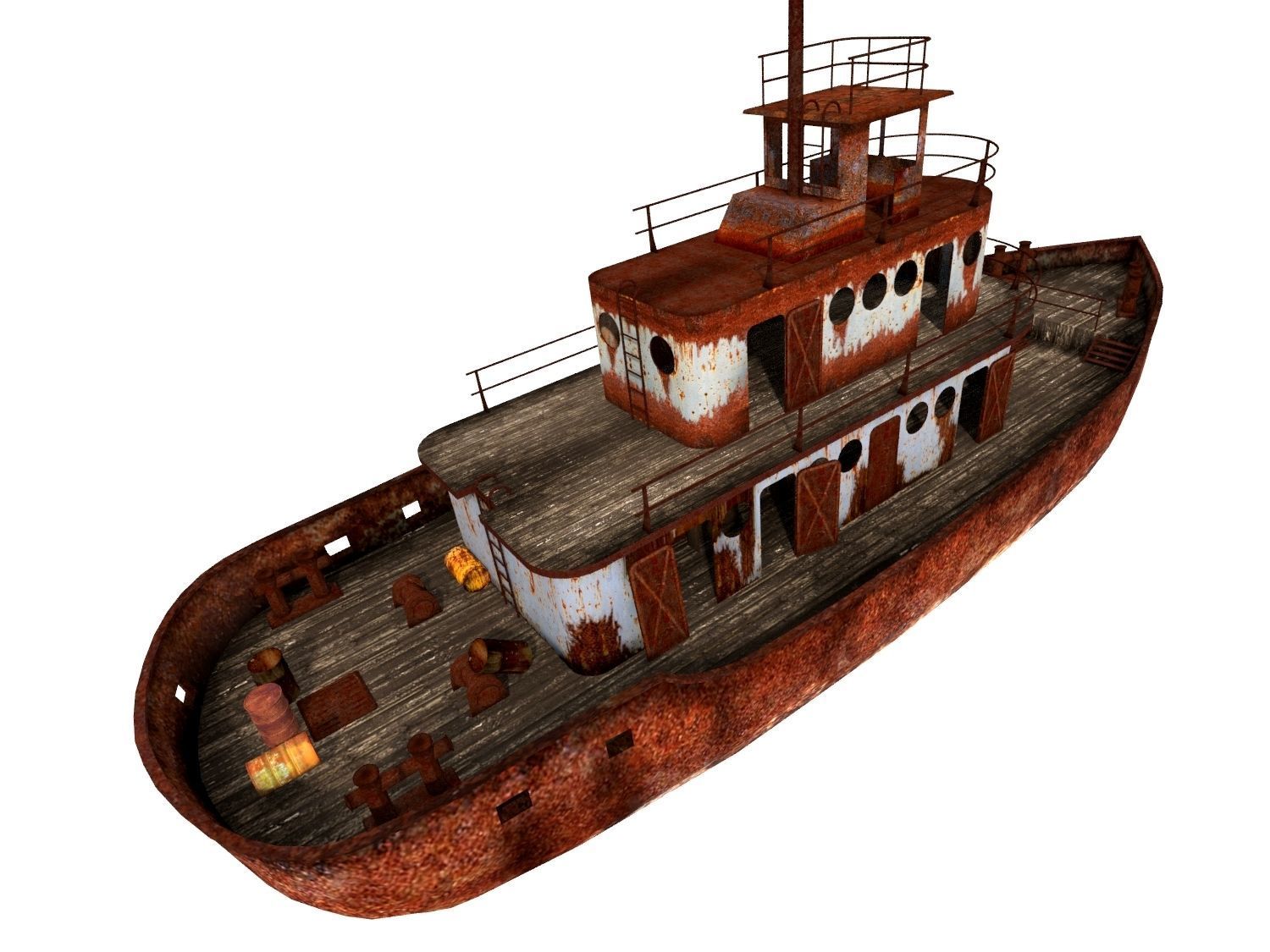 Old Abandoned Rusted Ship with Interior Low-poly 3D model_15