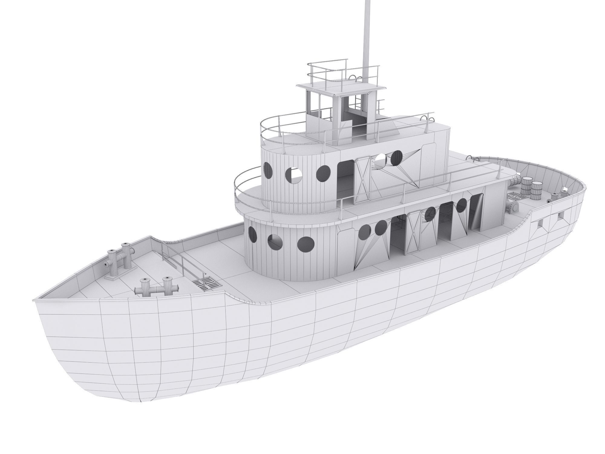 Old Abandoned Rusted Ship with Interior Low-poly 3D model_3