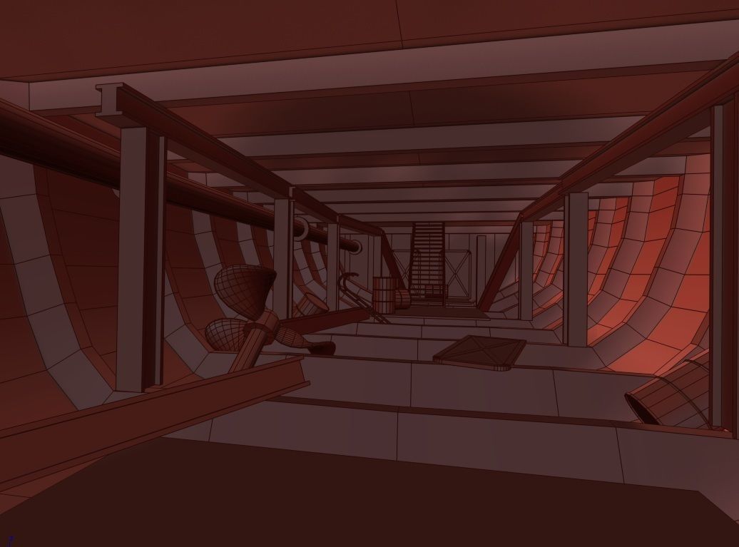 Old Abandoned Rusted Ship with Interior Low-poly 3D model_9