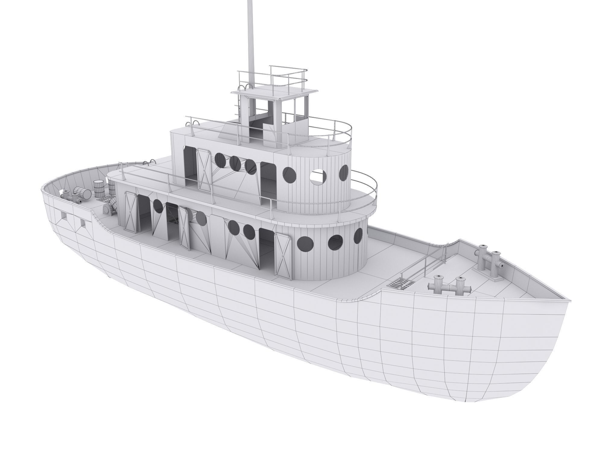 Old Abandoned Rusted Ship with Interior Low-poly 3D model_18