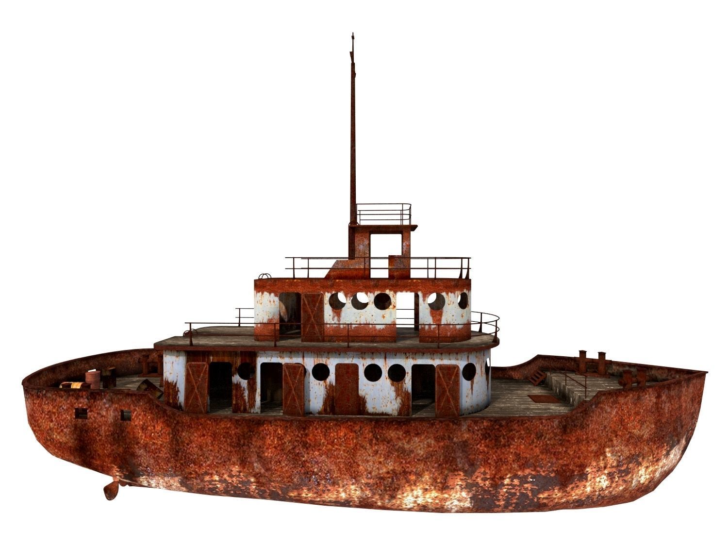 Old Abandoned Rusted Ship with Interior Low-poly 3D model_5