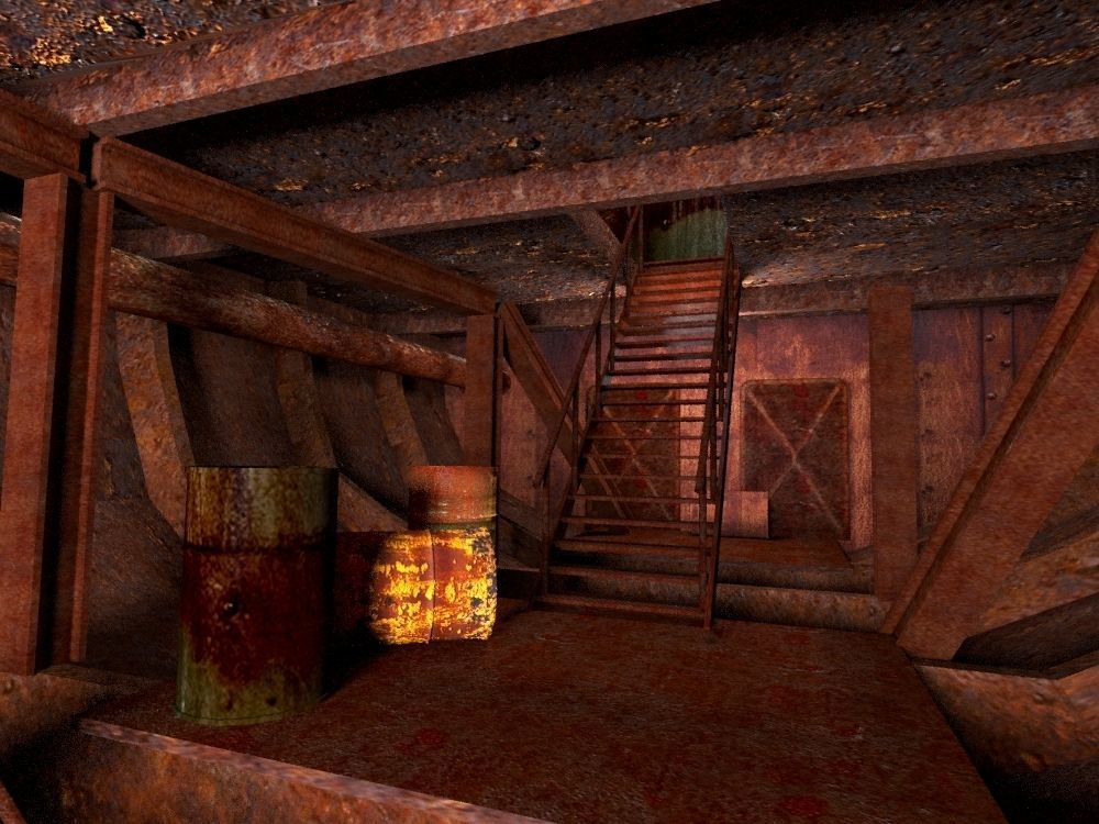 Old Abandoned Rusted Ship with Interior Low-poly 3D model_14