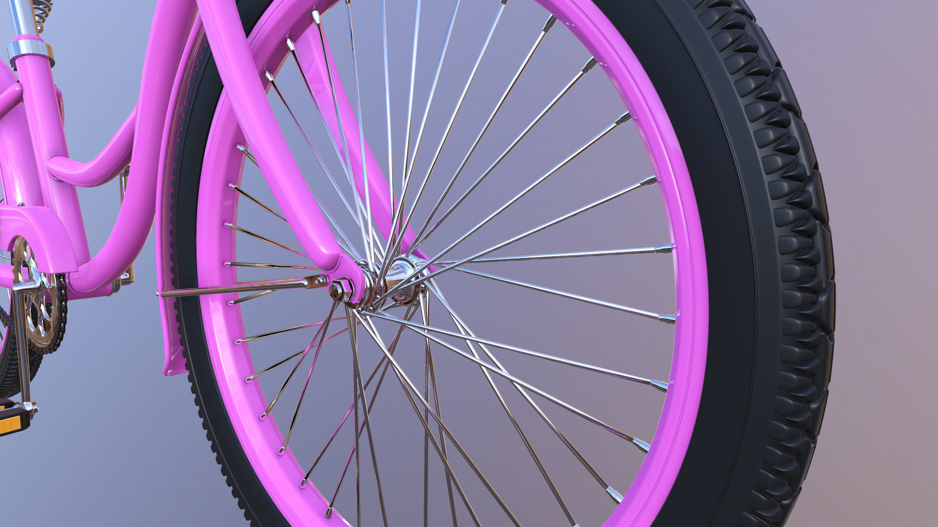 Bicycle Beach Cruiser  Vintage Ladies Bike 3D model_15